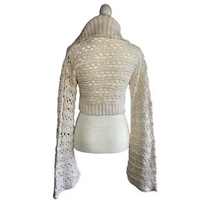 Catherine Malandrino Cropped Cardigan Crochet Cotton Sweater